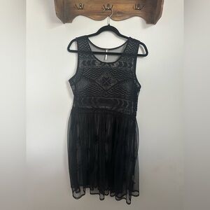 Free People Black Sheer Midi Dress